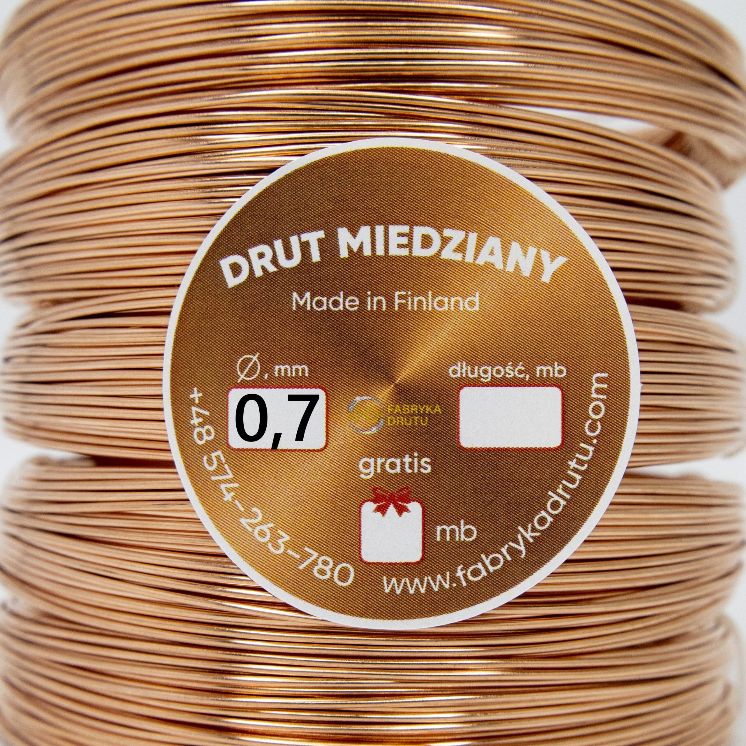 Drut miedziany 0,7 Drut miedziany modelarski miękki 0,7 mm (1m, 3m, 5m, 10m, 20m, 50m, 100m)