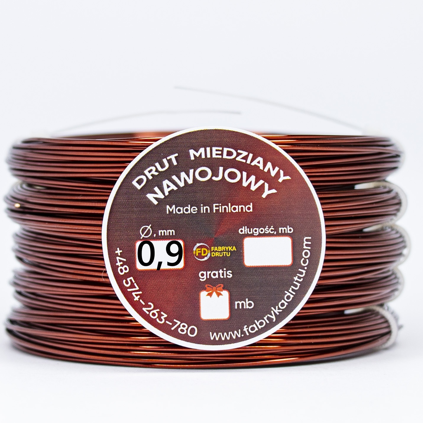 Drut nawojowy miedziany 0,9 mm Drut nawojowy miedziany 0,9 mm (1m, 3m, 5m, 10m, 20m, 50m, 100m)